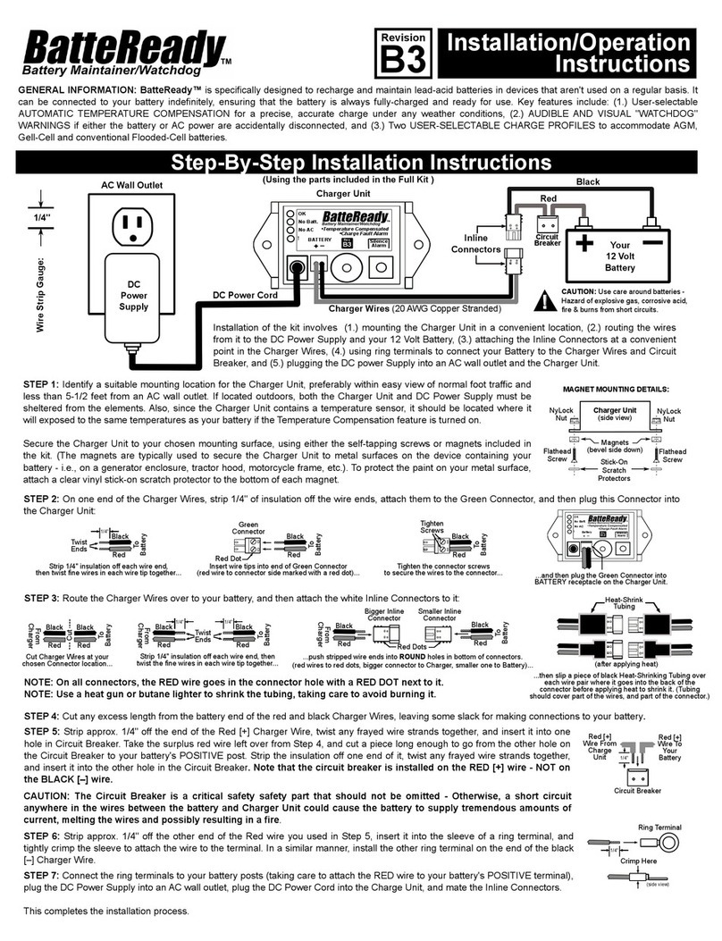 LSL Products BatteReady Installation & operation instructions