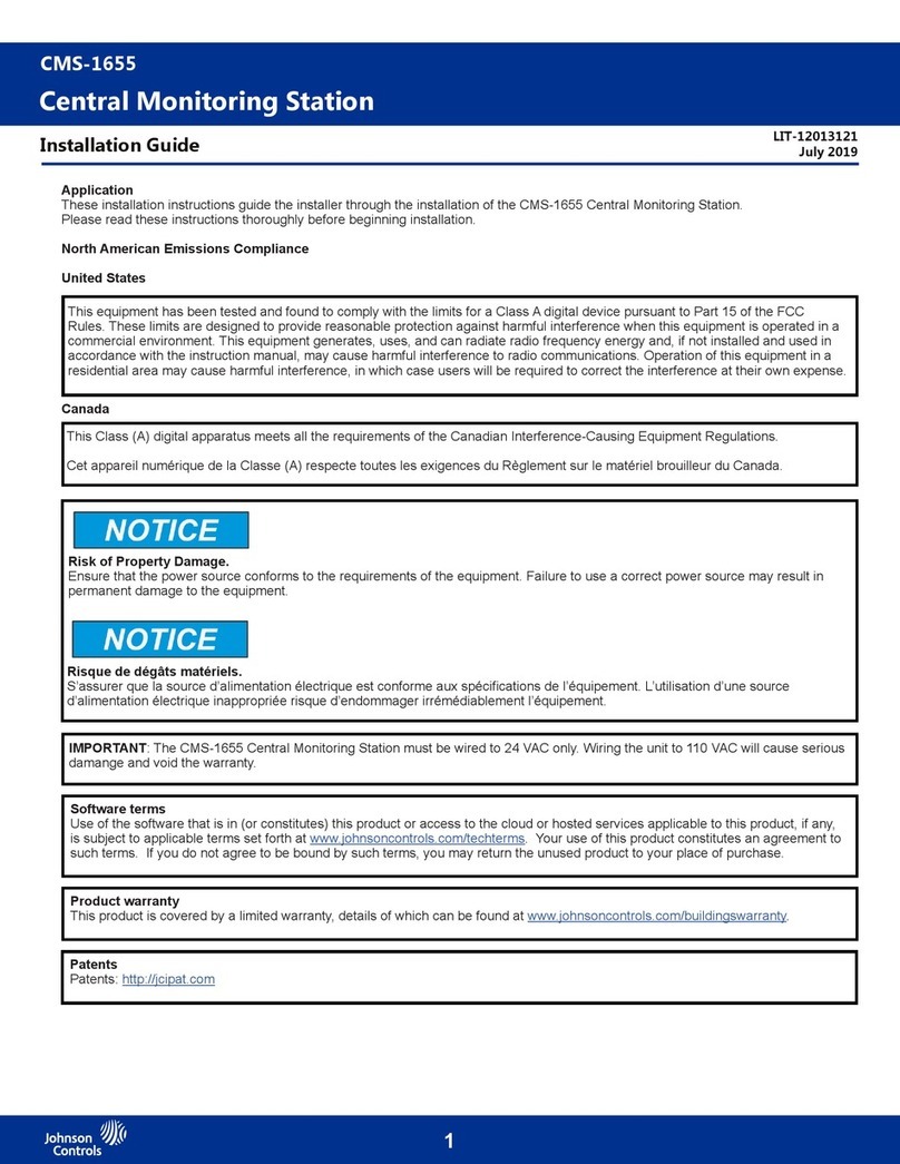 Johnson Controls CMS-1655 User manual Johnson Controls CMS-1655 User manual