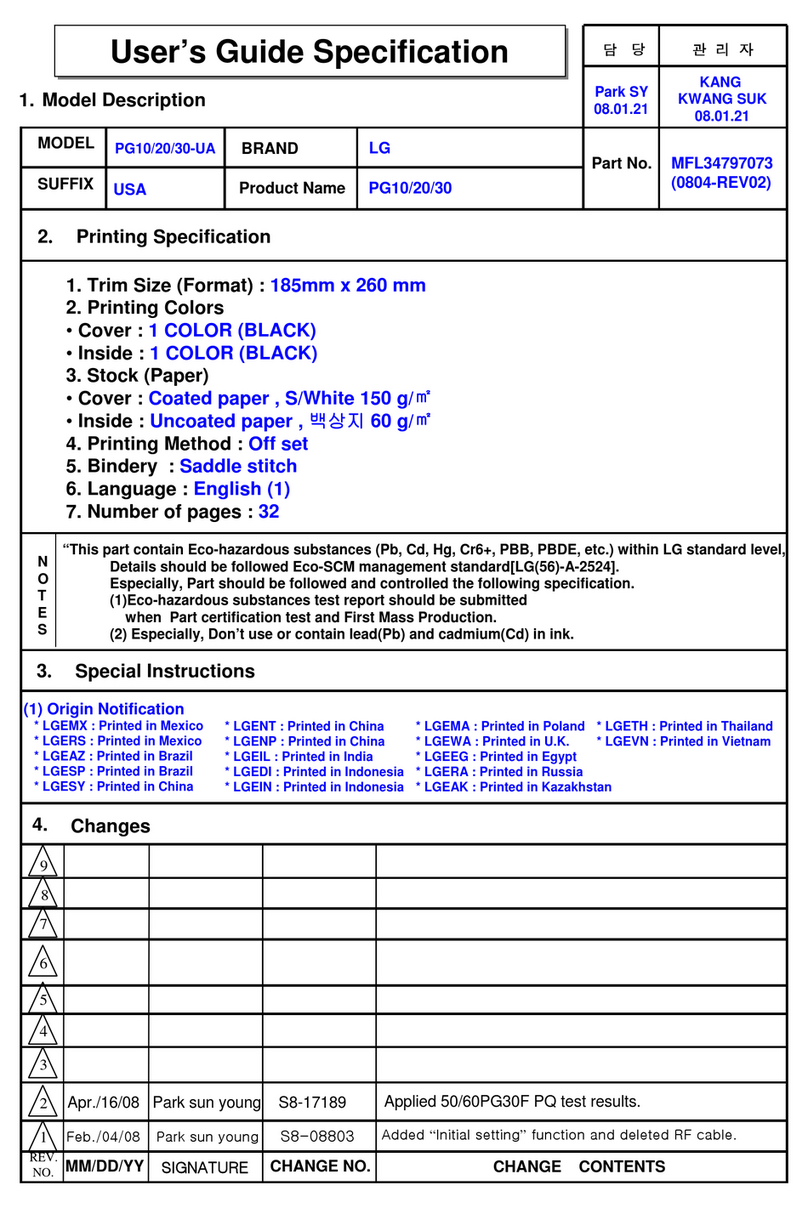 LG 42PG10 Series User manual
