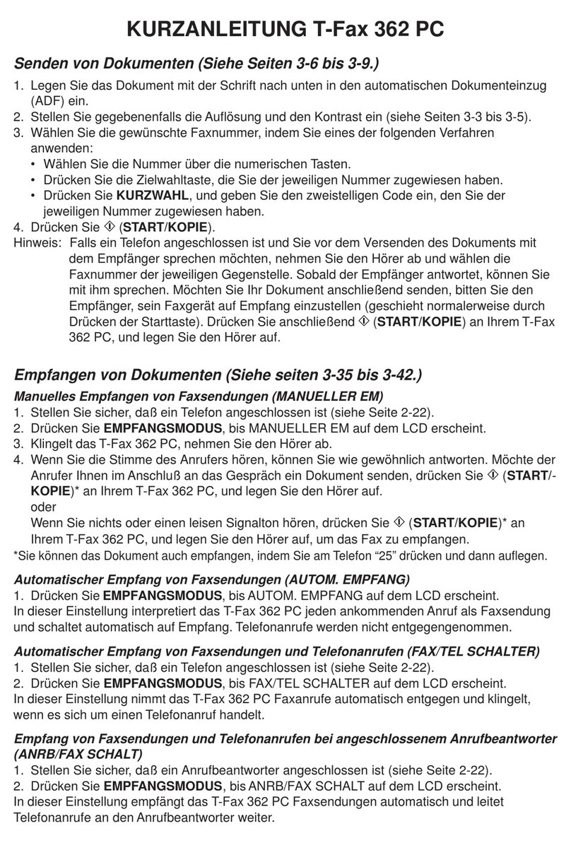 Telekom T-Fax 362 PC Short manual