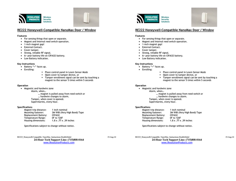 Resolution Products RE222 manual