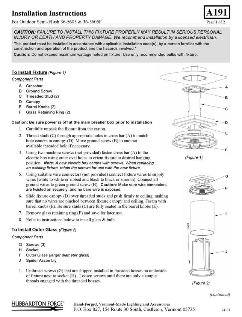 Hubbardton Forge 36-5605 User manual Hubbardton Forge 36-5605 User manual