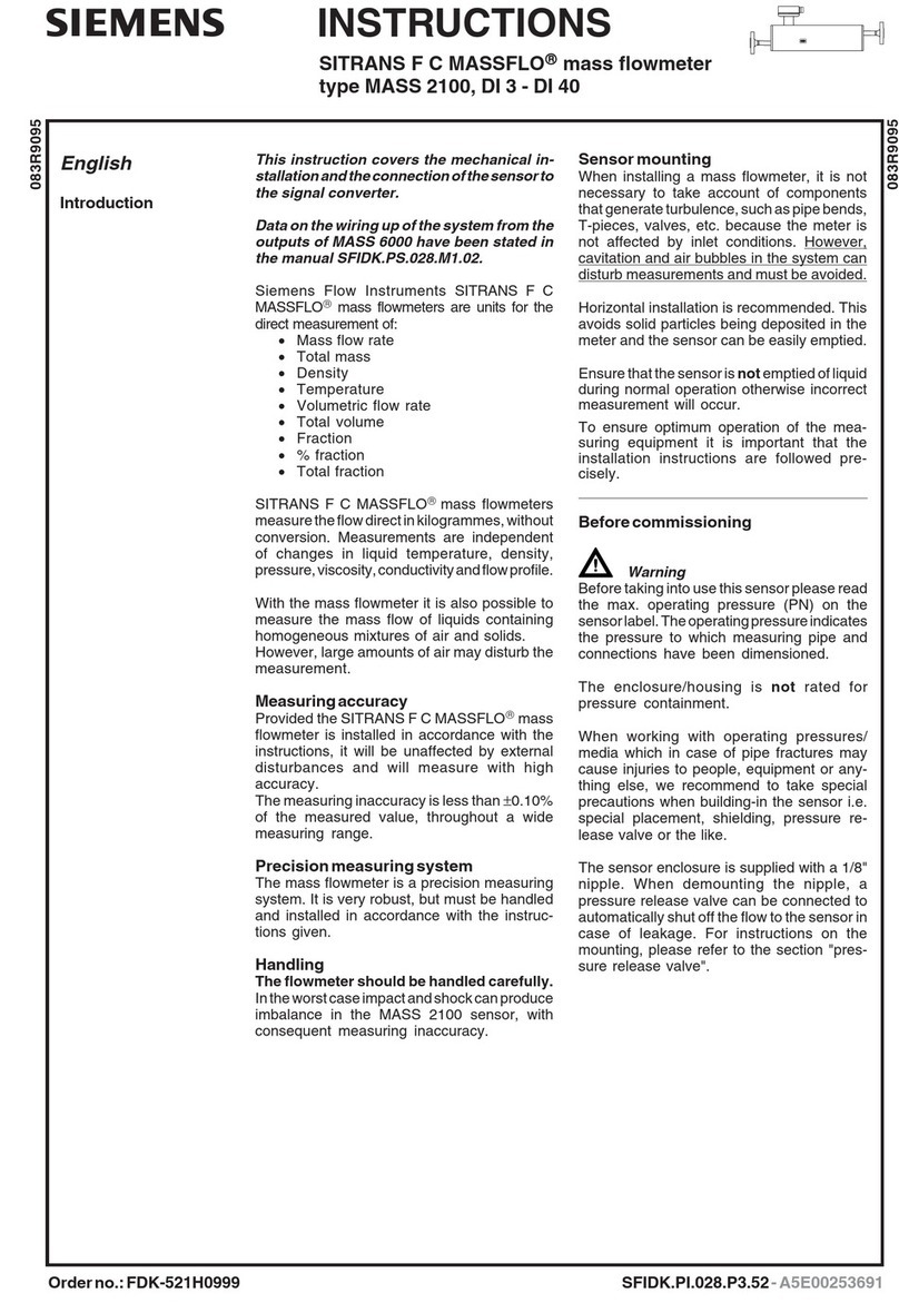 Siemens SITRANS F C MASSFLO MASS 2100 User manual