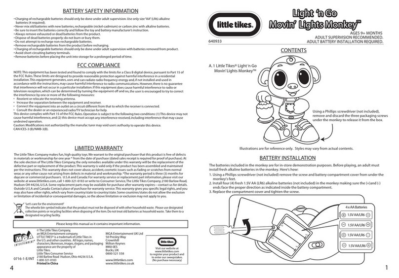 Little Tikes Light ‘n Go Movin’ Lights Monkey manual