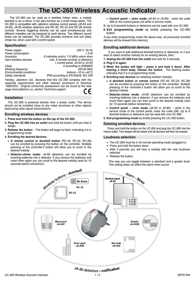 jablotron UC-26 quick start guide