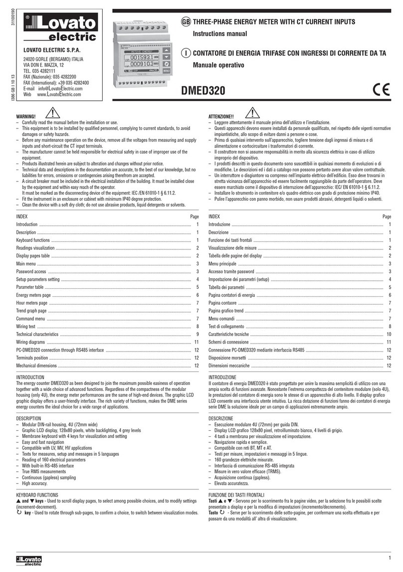 LOVATO ELECTRIC DMED320 instruction manual
