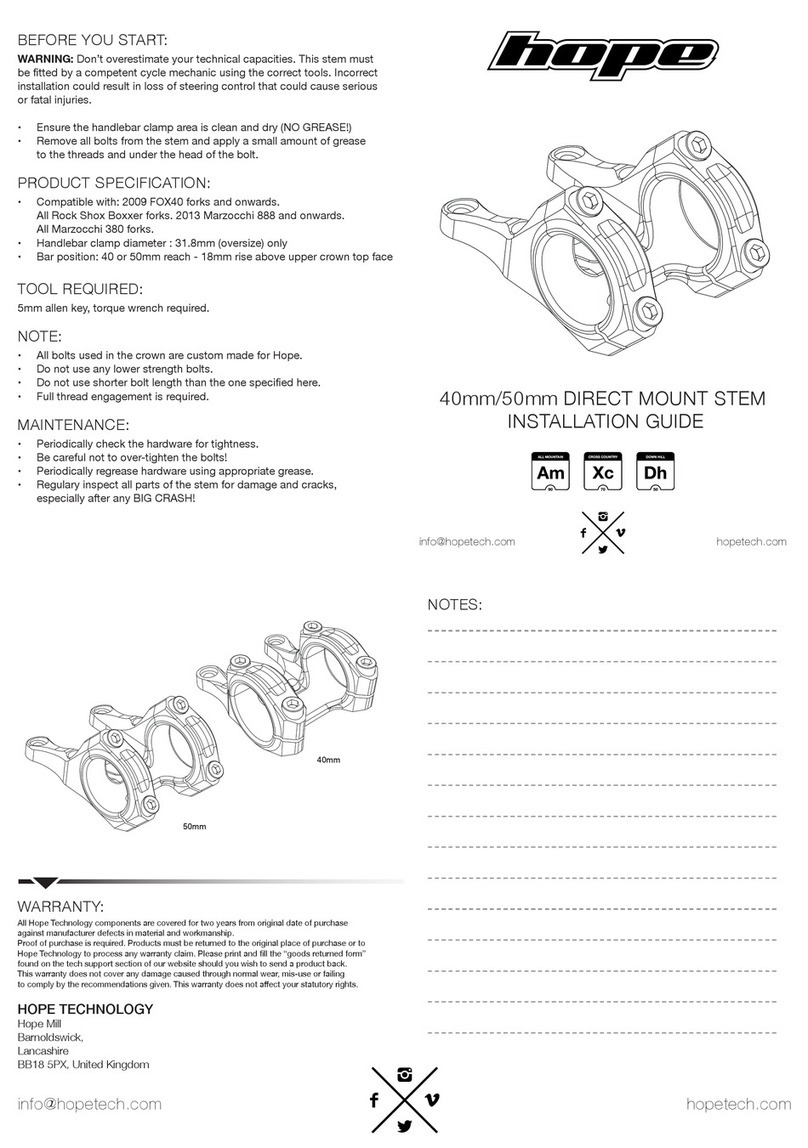 Hope DIRECT MOUNT STEM installation guide