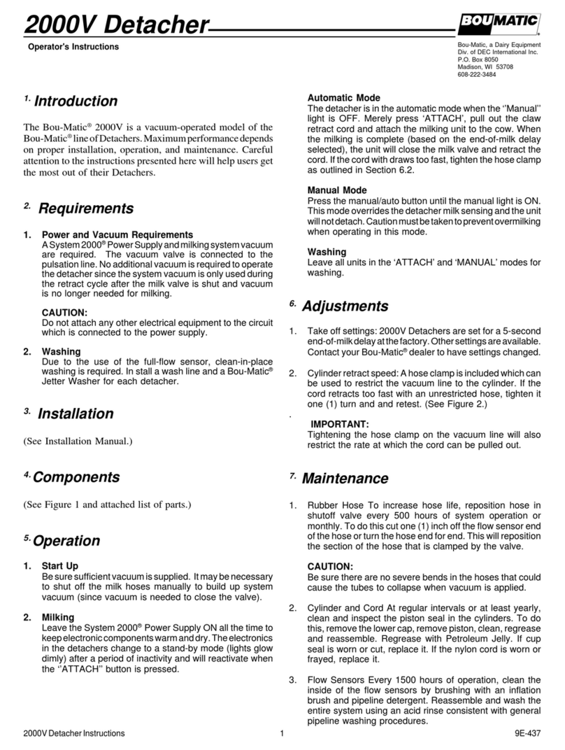 DAIRY EQUIPMENT Bou-Matic 2000V Operator instructions