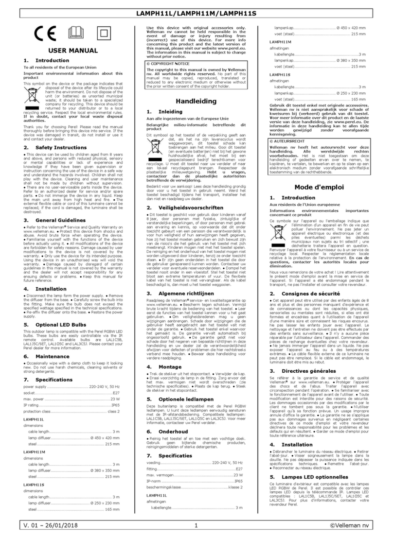 Velleman LAMPH11L User manual