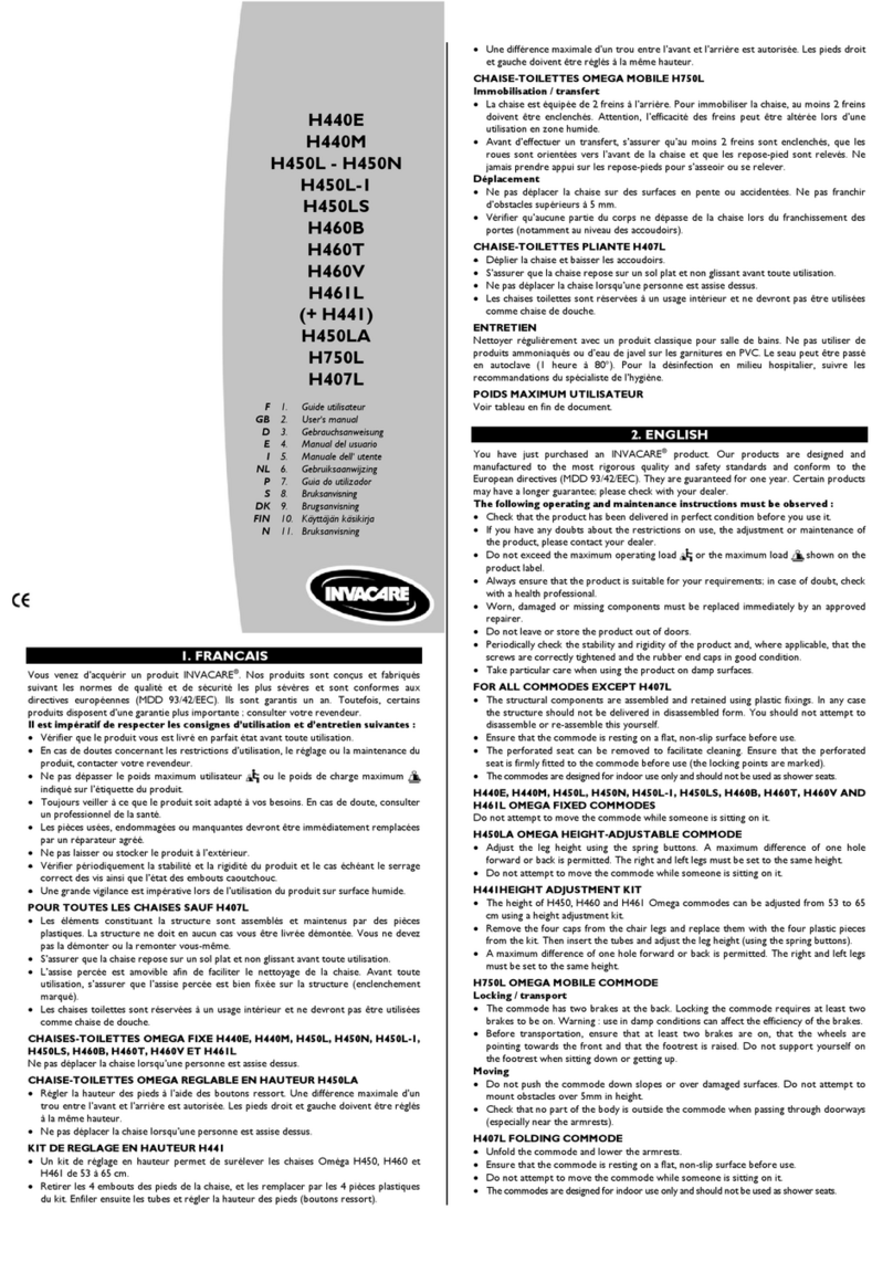 Invacare H450LA Omega User manual