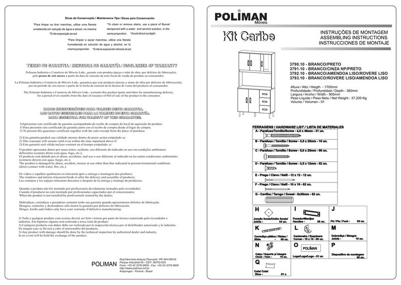 Poliman Caribe 3790.10 Installation guide