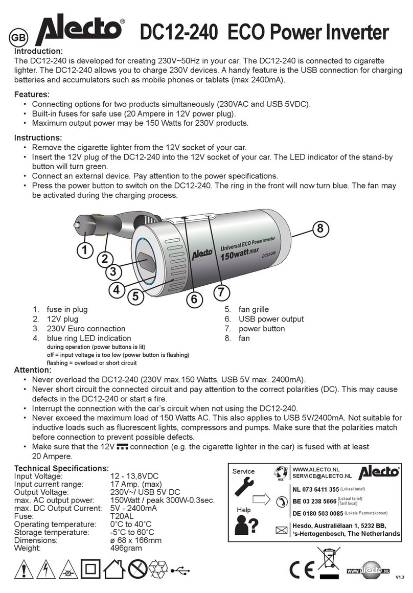 Alecto DC12-240 quick start guide Alecto DC12-240 quick start guide