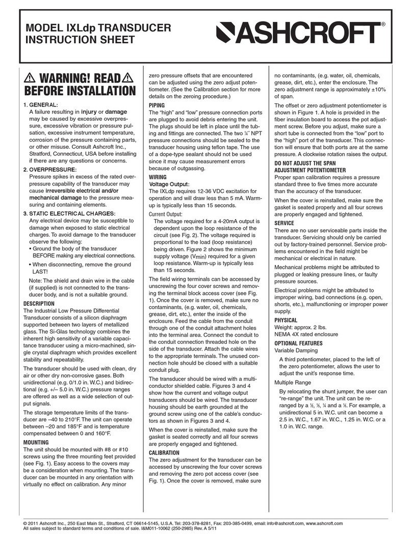 Ashcroft IXLdp instruction sheet