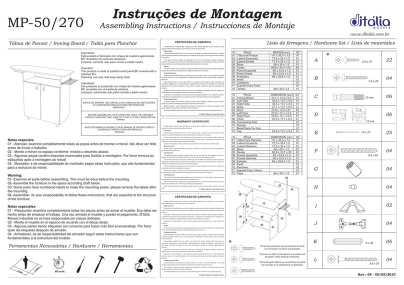 DITALIA MP-50/270 Assembling instructions