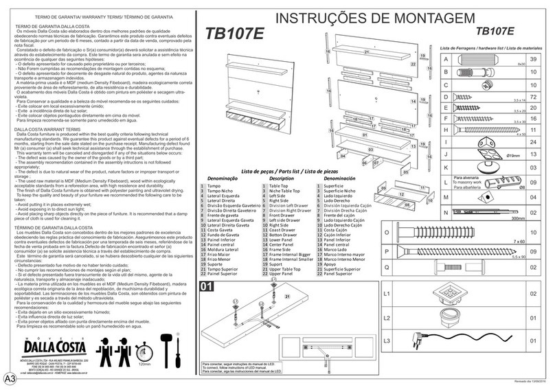 DALLA COSTA TB99 Assembly instructions DALLA COSTA TB99 Assembly instructions