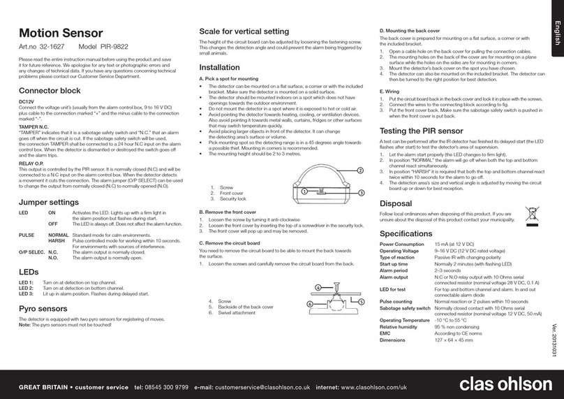 Clas Ohlson PIR-9822 quick start guide