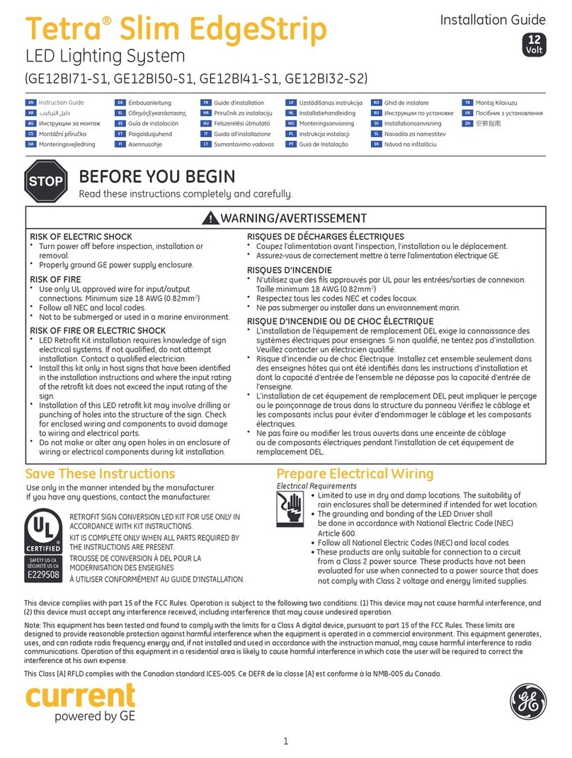 GE Current Tetra Slim EdgeStrip Series installation guide