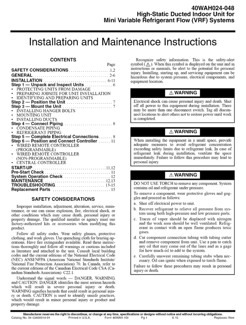 Carrier 40WAH024 Technical specifications