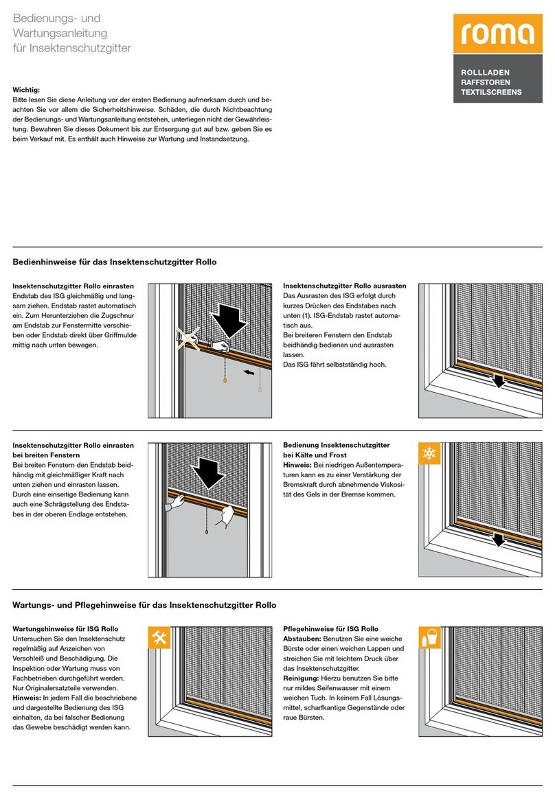 Roma insect screen Operating and maintenance manual