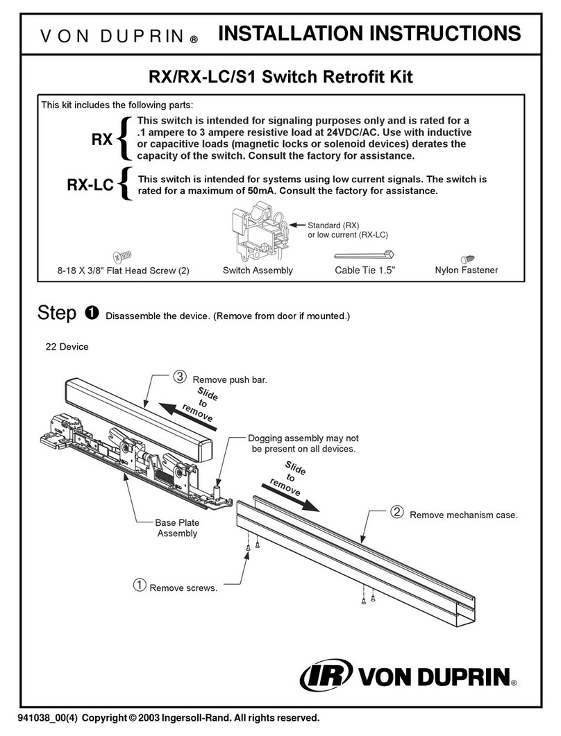 Von Duprin RX S1 installation instructions
