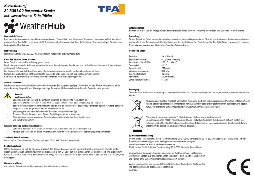 TFA WeatherHub 30.3301.02 quick reference