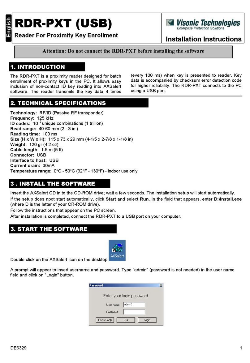 Visonic RDR-PXT User manual
