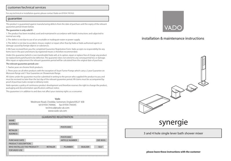 VADO synergie SYN132 Installation & maintenance instructions