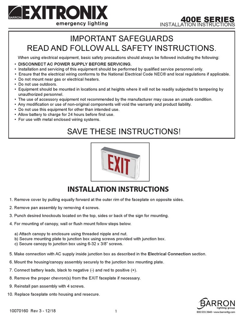 BARRON EXITRONIX 400E Series installation instructions BARRON EXITRONIX 400E Series installation instructions