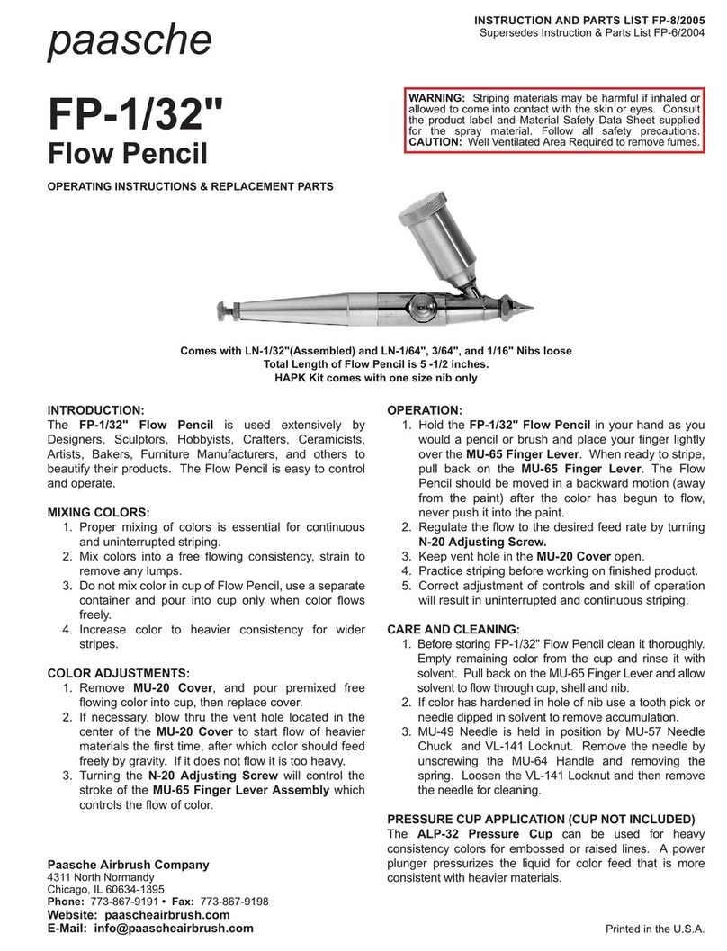 paasche FP-1/32 OPERATING INSTRUCTIONS & REPLACEMENT PARTS