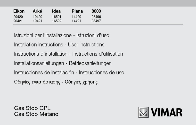Vimar Eikon Gas Stop Metano 20420 Installation instructions user instructions