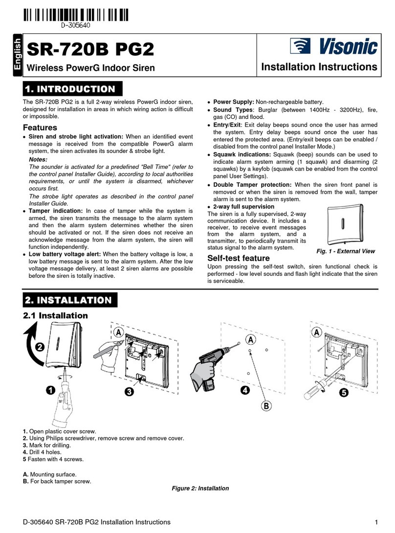 Visonic SR-720B PG2 User manual