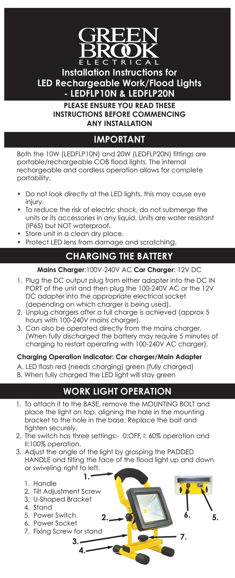 Green Brook LEDFLP10N installation instructions