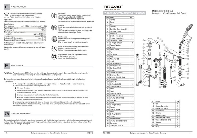 Dietsche BRAVAT F565104C-2-ENG Products Installation Instructions Dietsche BRAVAT F565104C-2-ENG Products Installation Instructions