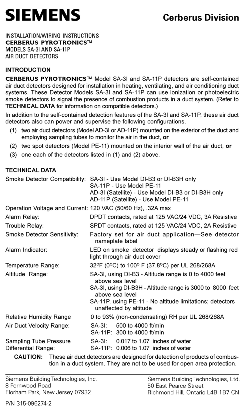 Siemens Cerebrus Pyrotronics SA-11P Installation/Wiring Instructions Siemens Cerebrus Pyrotronics SA-11P Installation/Wiring Instructions