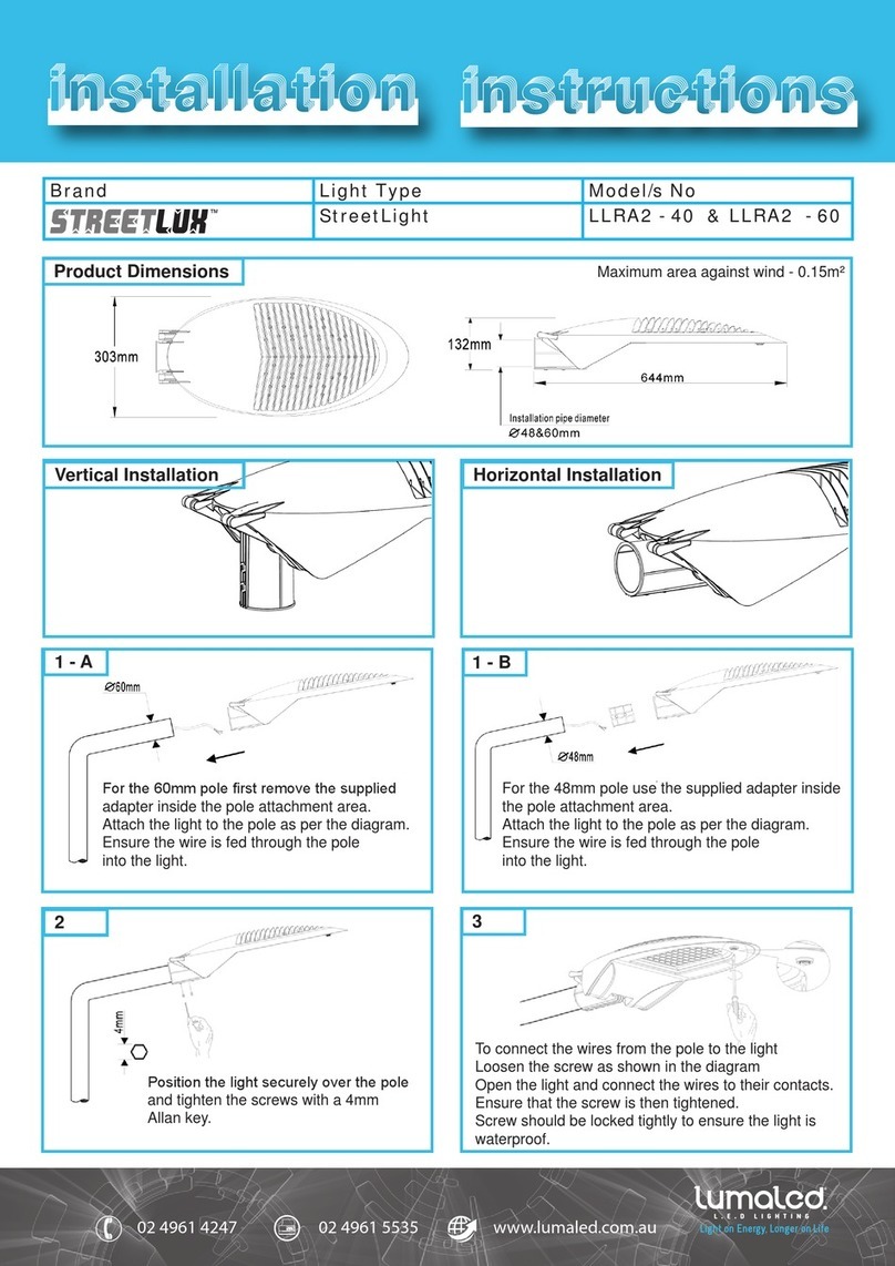 Streetlux LLRA2-40 installation instructions