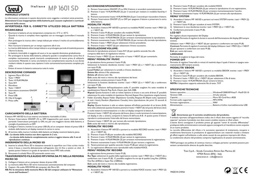 Trevi MP 1601 SD user manual