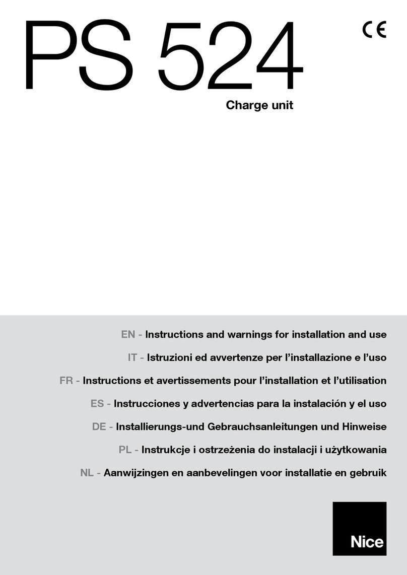 Nice PS 524 Instructions and warnings for installation and use Nice PS 524 Instructions and warnings for installation and use