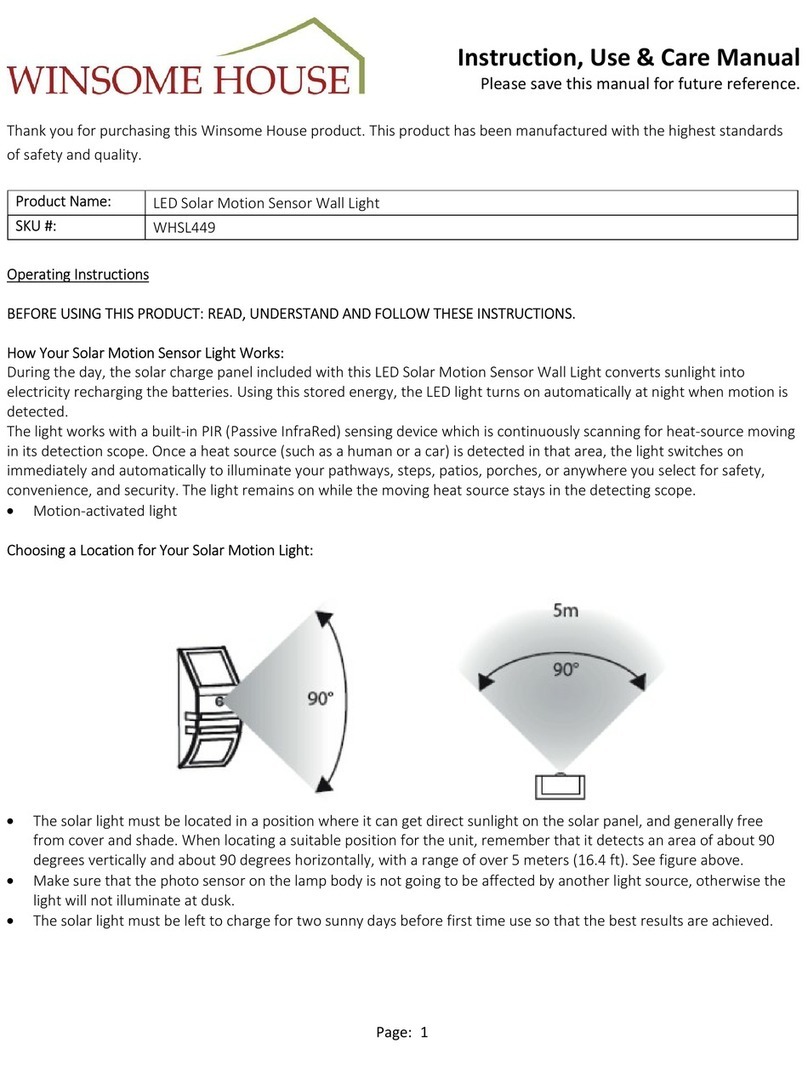 Winsome house WHSL449 Instruction, Use & Care Manual