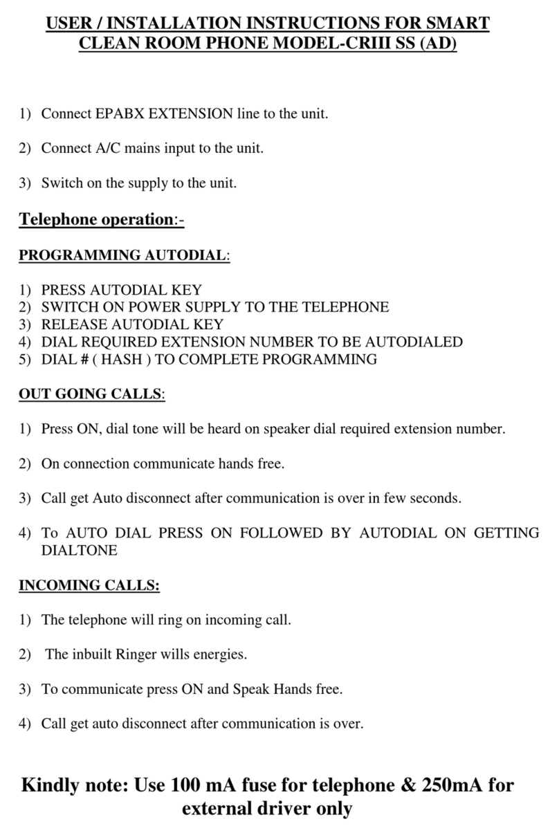 SMART CLEAN ROOM PHONE CRIII SS User & installation instructions