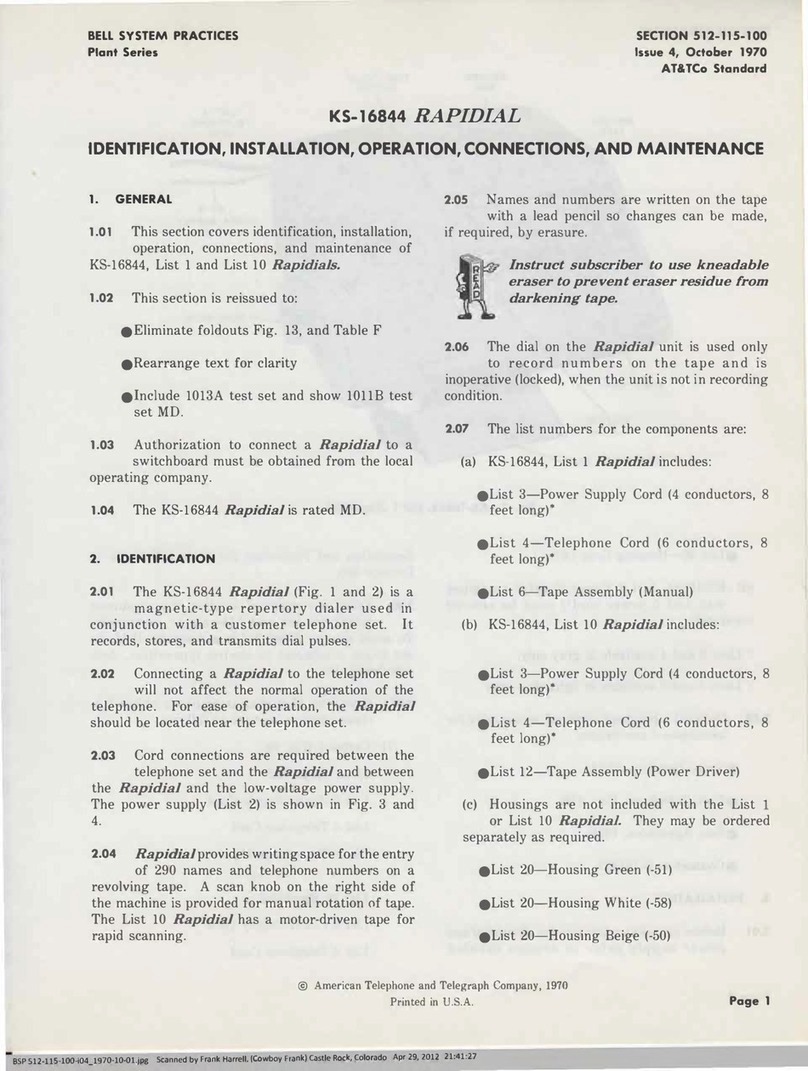 Bell System Practices Plant Series Installation and operating instructions