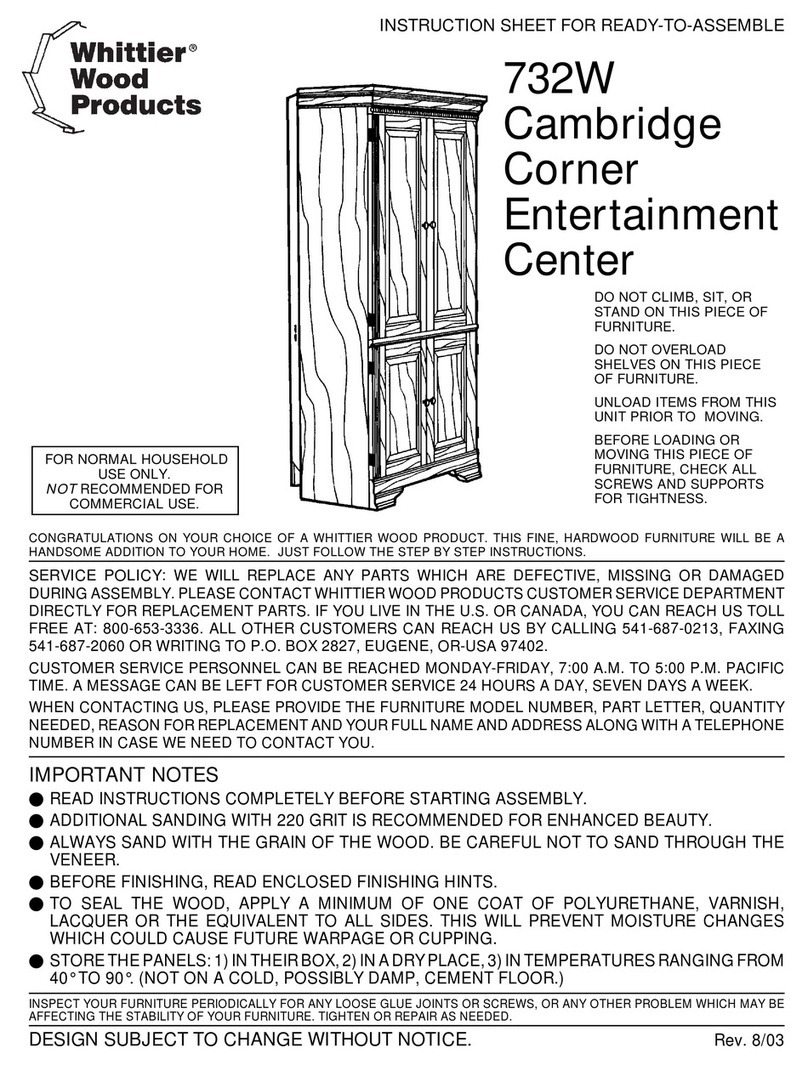 Whittier Wood 732W instruction sheet
