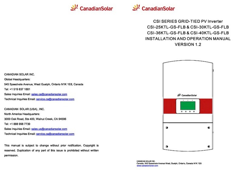 CanadianSolar CSI-25KTL-GS-FLB Installation and operation manual CanadianSolar CSI-25KTL-GS-FLB Installation and operation manual
