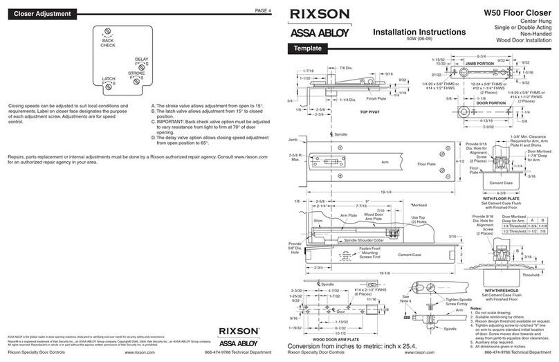 Assa Abloy RIXSON W50 User manual Assa Abloy RIXSON W50 User manual