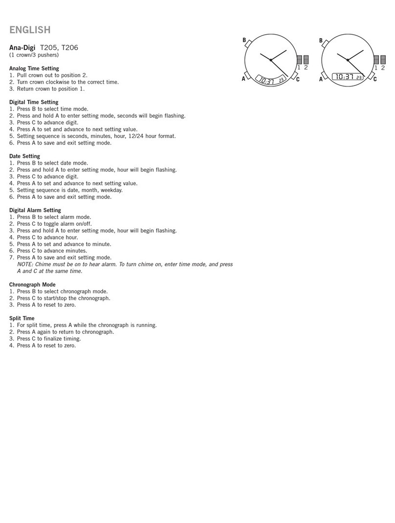 Relic Ana-Digi T205 User manual