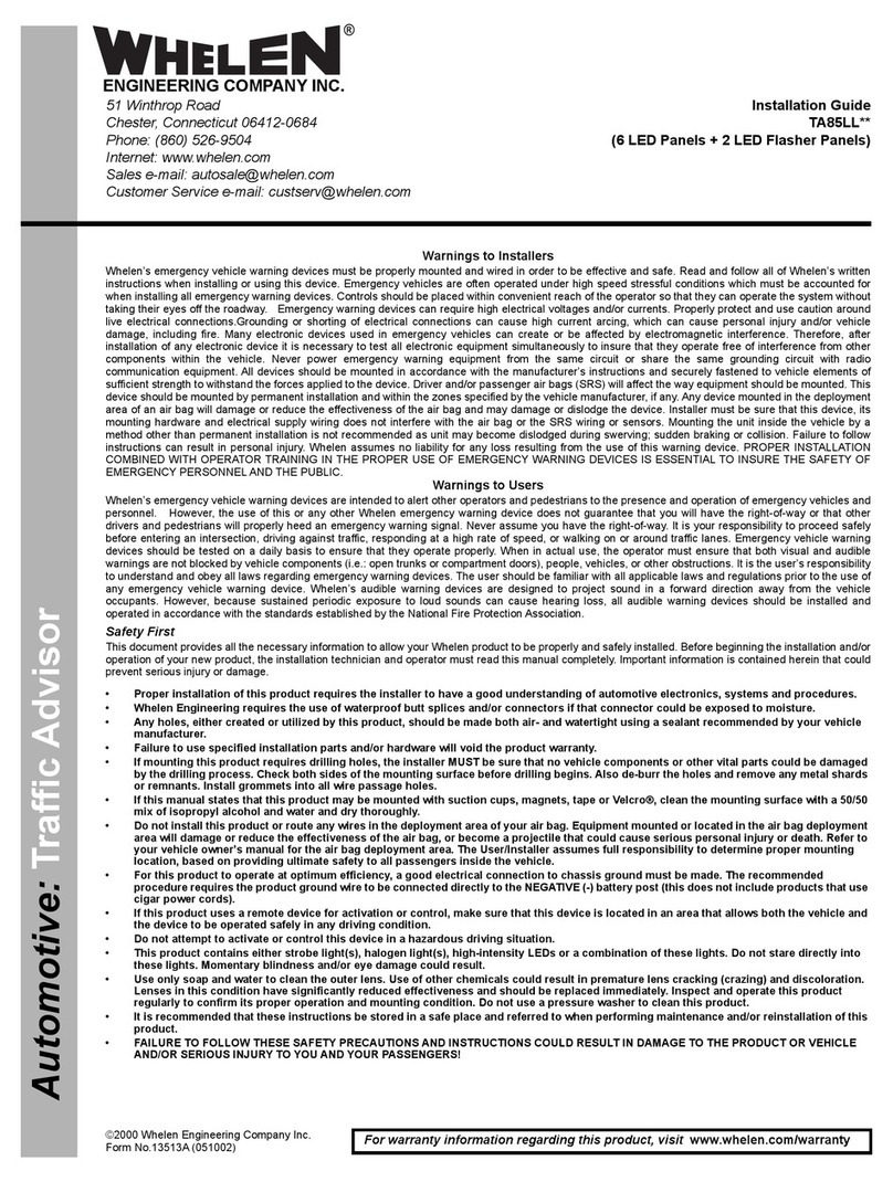 Whelen Engineering Company TA85LL Series User manual