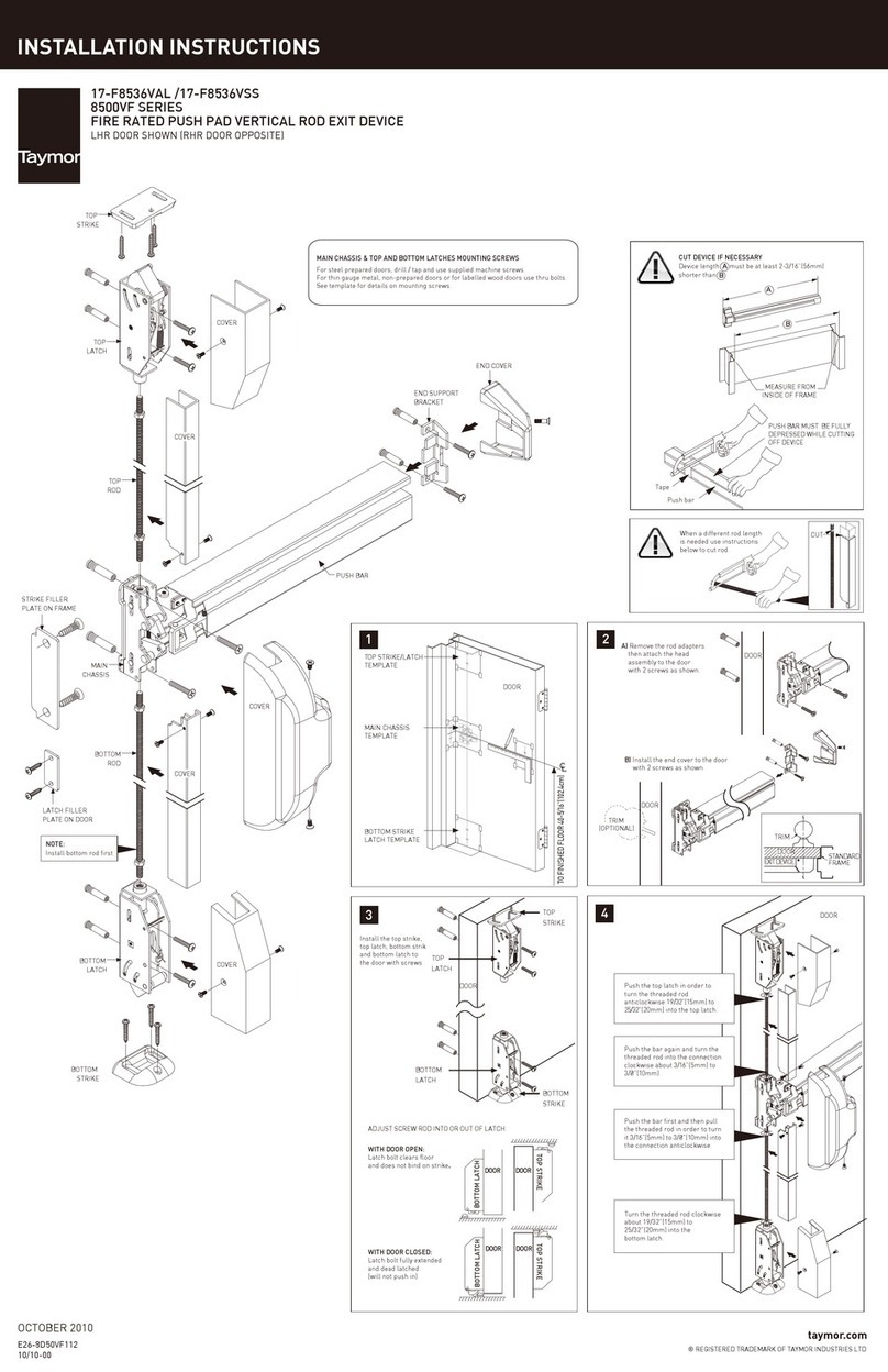 Taymor 8500VF Series installation instructions