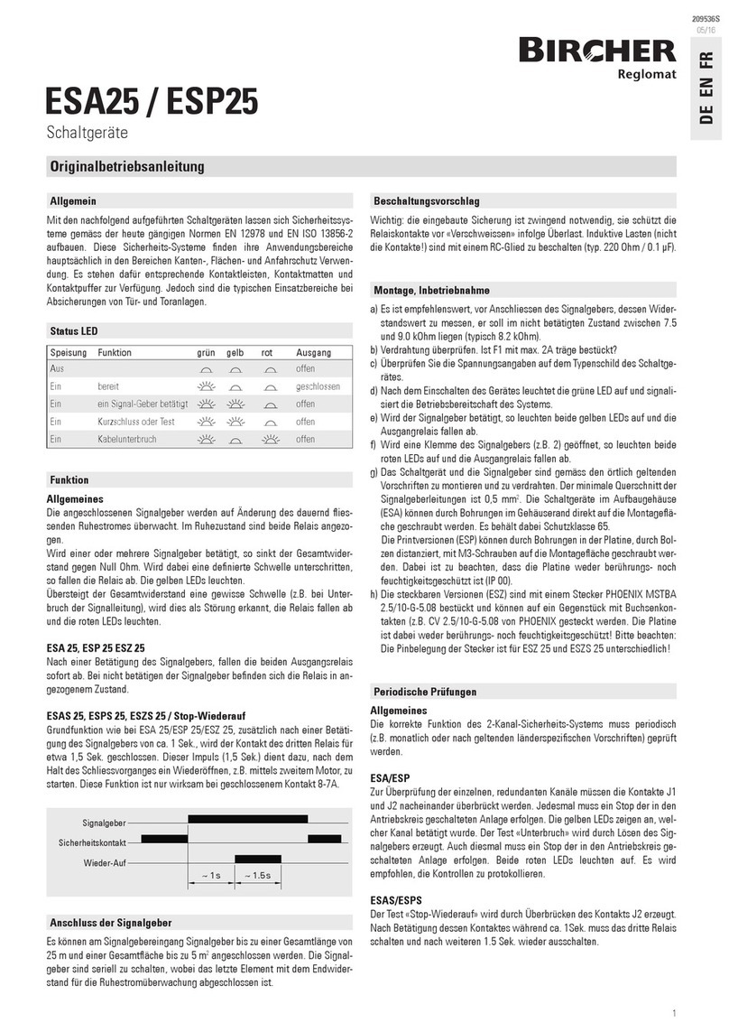Bircher Reglomat ESA25 operating instructions Bircher Reglomat ESA25 operating instructions