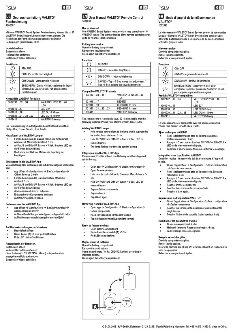 SLV VALETO 1002097 user manual