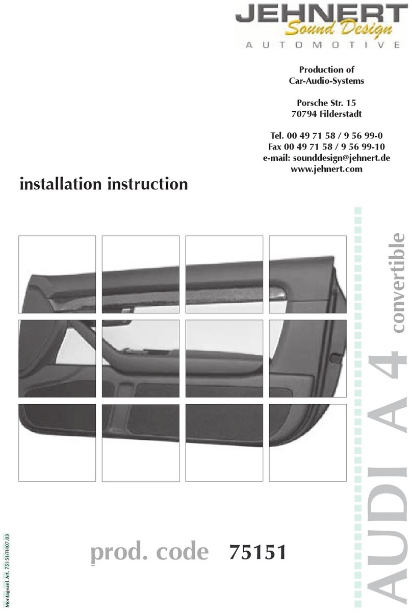 JEHNERT SOUND DESIGN 75151 Installation instruction