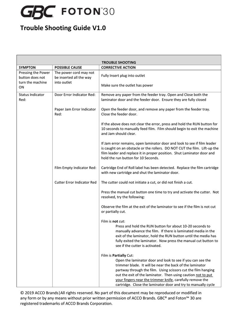 GBC FOTON 30 Automated Laminator User manual